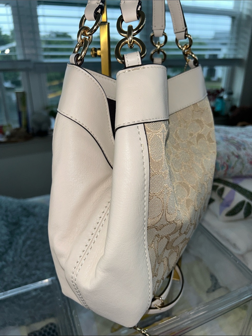 Coach Beige & Cream Signature Jacquard Crossbody Bag 2018 11.5”x 3”x 9.5” NWOT - Picture 4 of 8